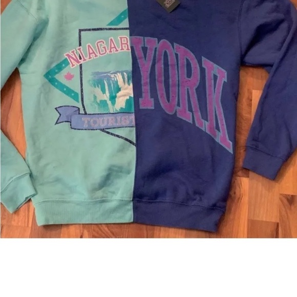 Oversized Sweatshirt Colorblock Niagara Falls NY Wild Fable Blue & Green new - Picture 6 of 9